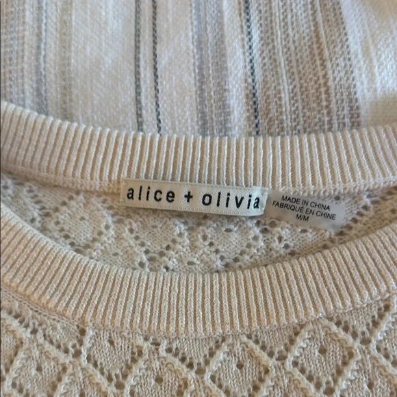 Alice + Olivia Cream Cable-Knit Crew Neck Sweater - Picture 2 of 2